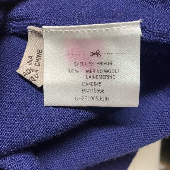 Ports 1961 Sweater Dress Cardigan Tunic Sz L Merino Wool Navy Colorblock Classic - Picture 8 of 9